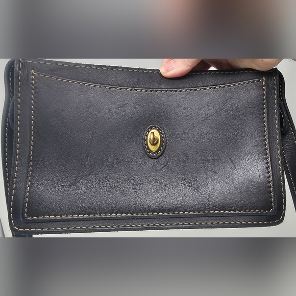 Fossil Austin Black Leather Flap Saddle Turn Lock Shoulder Bag Purse - Picture 9 of 16